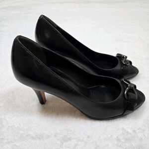 Cole Haan Black Leather Women's Pumps NikeAir Heels 8.5AA